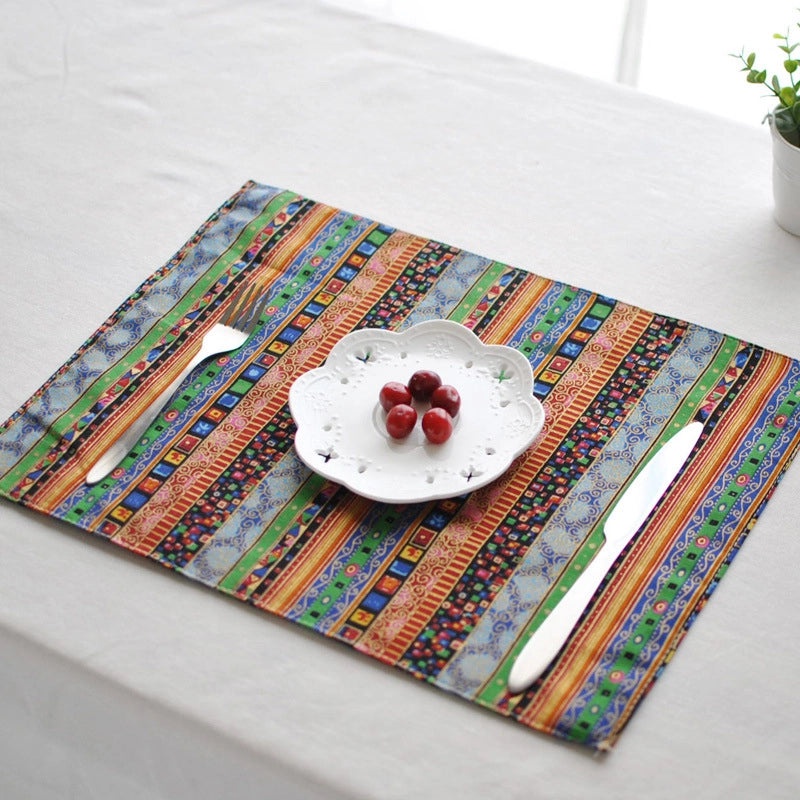 Chinese Double-layer Table Mat Ethnic Bohemian Dining Cloth Napkin Western Style|Dining Table Accessories