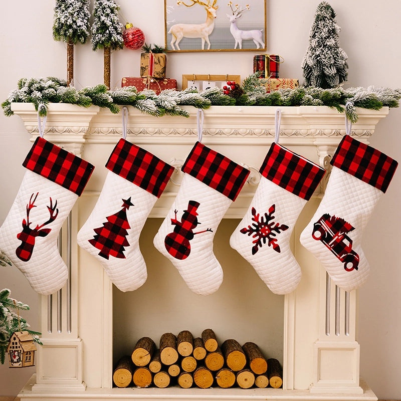 Christmas Cute Lattice Christmas Socks Polyester Hanging Ornaments for Holiday Party|Home Decor