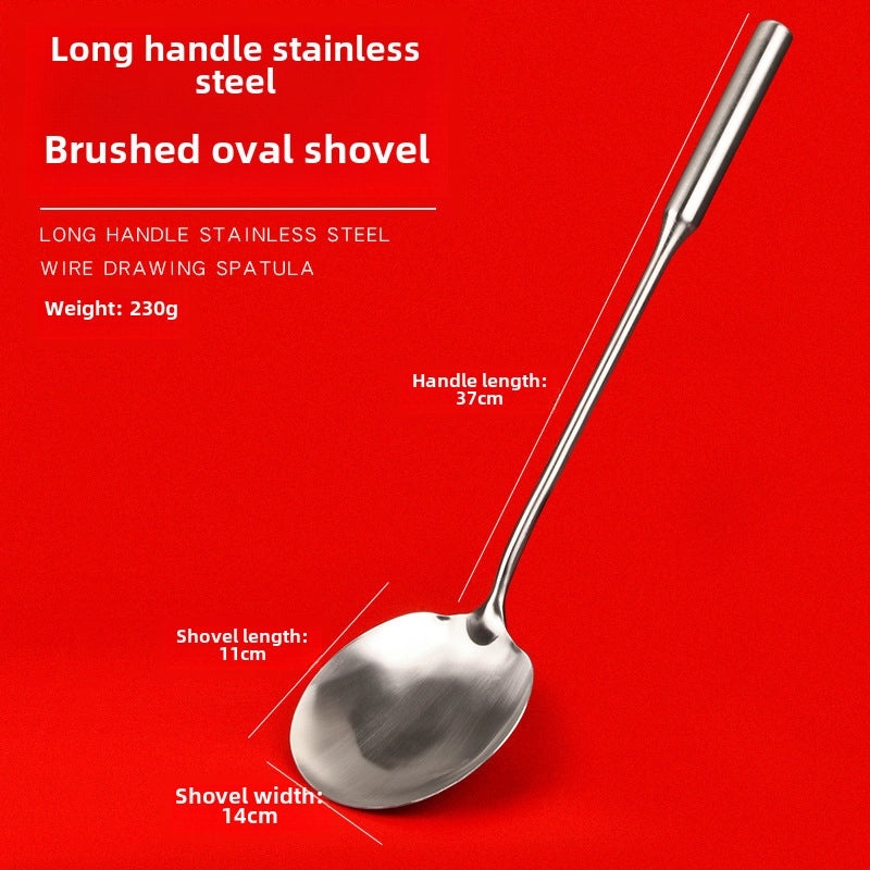 Stainless Steel Long Handle Spatula Chef Cooking Spoon Large Commercial Serving Porridge Spoon|Kitchen Utensils