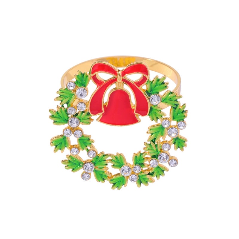 Festive Christmas Tree and Bell Alloy Napkin Ring for Holiday Table Decor | Holiday Tableware & Decor