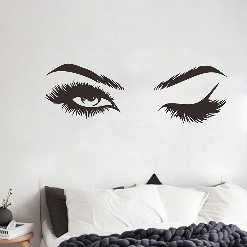 Sexy Beauty Wall Sticker Open and Closed Eyes Eyelash Vinyl Letters Fx2039|Home Decor Wall Decals