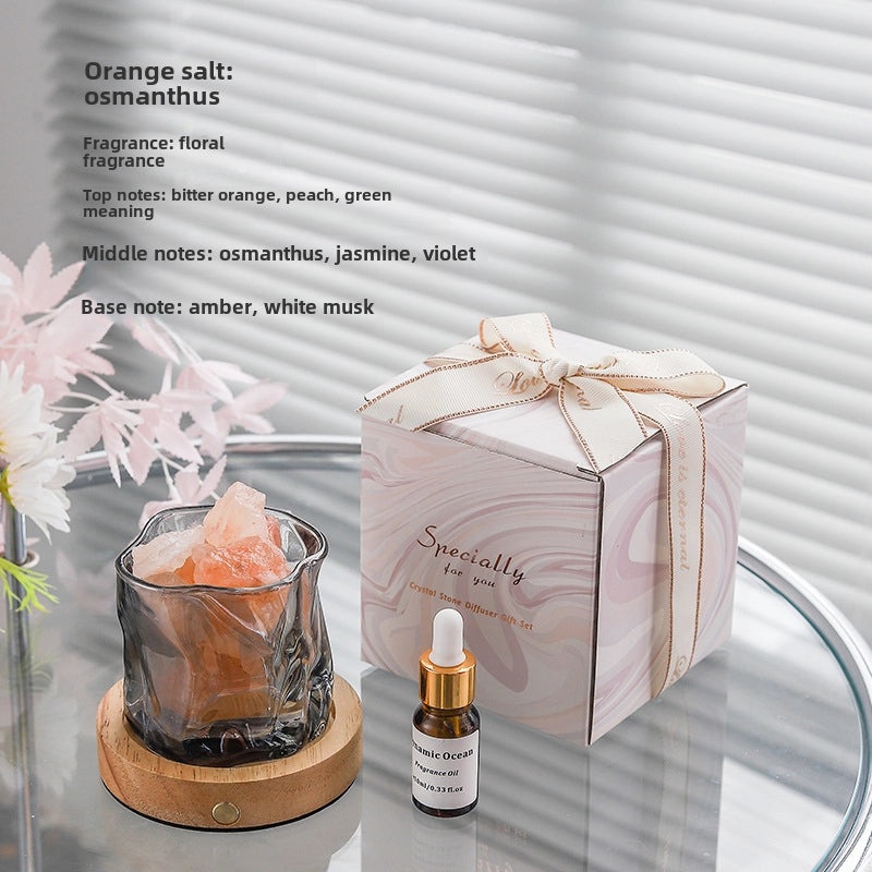 Rechargeable Aromatherapy Lampholder with Essential Oil & Crystal Stone Fire-Free Indoor Fragrance Decor|Home Decor
