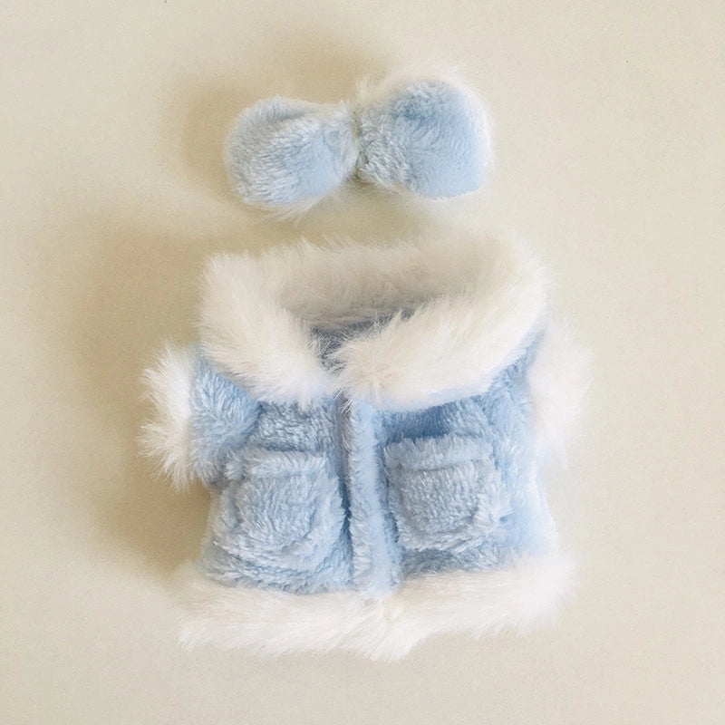 17cm Plush Doll Clothes Set Vinyl Rab Cloth Coat and Skirt Outfit Accessories|Doll Clothing & Accessories