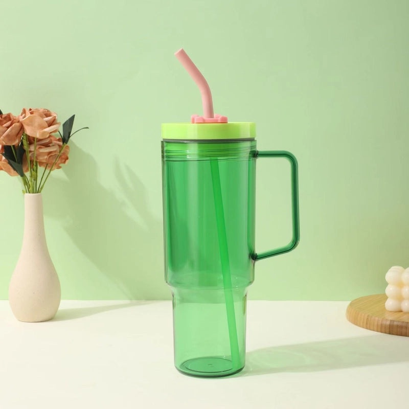 Modern Portable Travel Plastic Water Cup with Straw and Handle | Travel Accessories