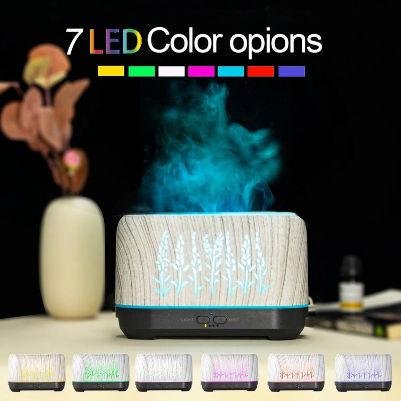 Wood Grain Wheat Ear WiFi Flame Humidifier Essential Oil Diffuser Aromatherapy Device|Home & Living Humidifiers