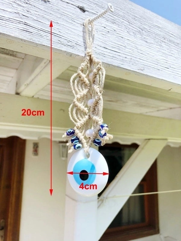 Devil's Eye Pendant with Glass and Linen Thread Ethnic Style|Ethnic Jewelry