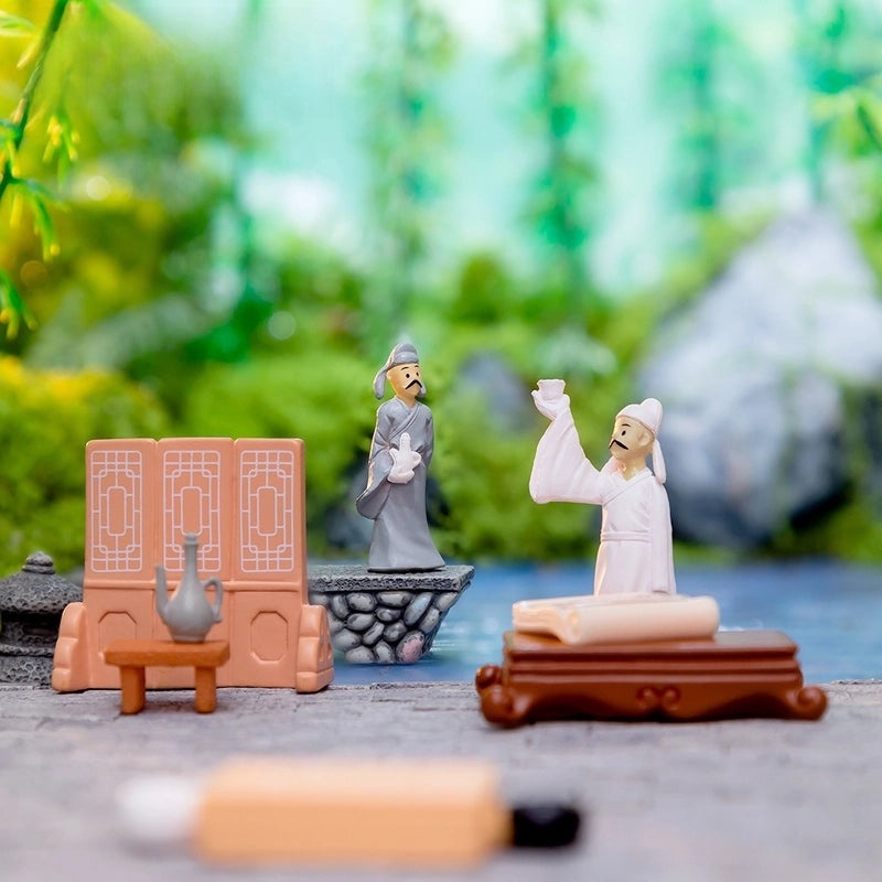 Micro Landscape Miniature Poetry Book Doll with Li Bai Theme | DIY Garden Decoration Accessories | Mini Ancient Style Ornaments | Home Decor | Mi