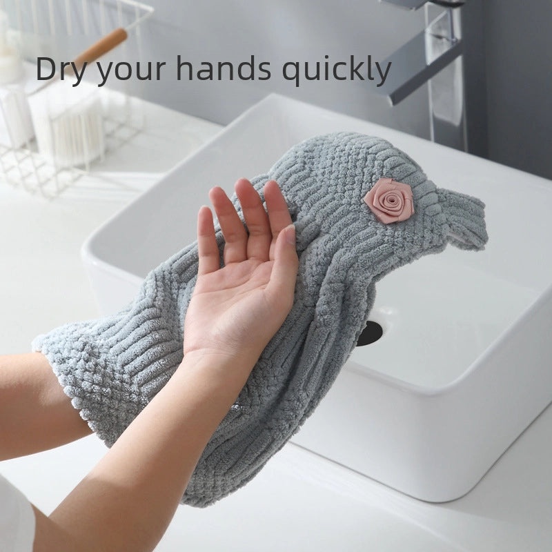 Soft Coral Fleece Hand Towel Thick Absorbent Cute Skirt Design with Hanger | Home & Living Towels