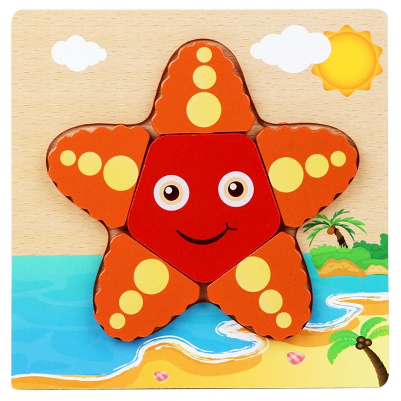 Wooden 3D Animal Puzzle for Kids Early Learning Handheld Board Cartoon Educational Toy | Educational Toys & Games