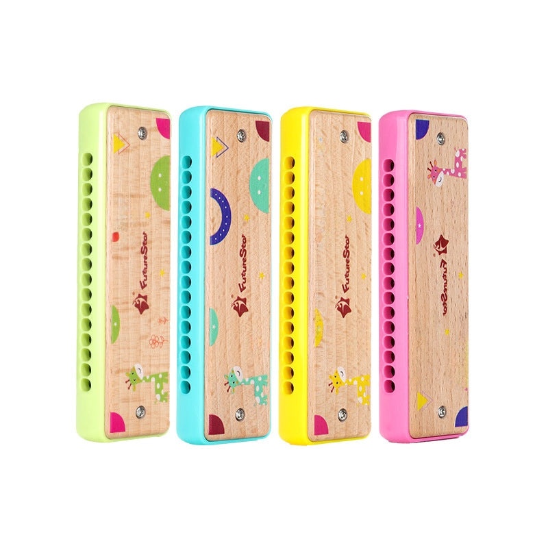 Wooden 16-Hole Polyphonic Harmonica for Kids | Musical Instruments & Accessories