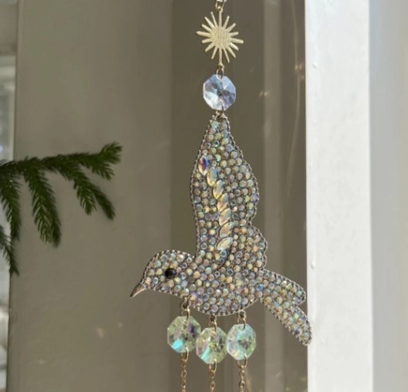 Rustic Bird Design Crystal Wind Chime for Home Decor|Outdoor & Garden Accessories