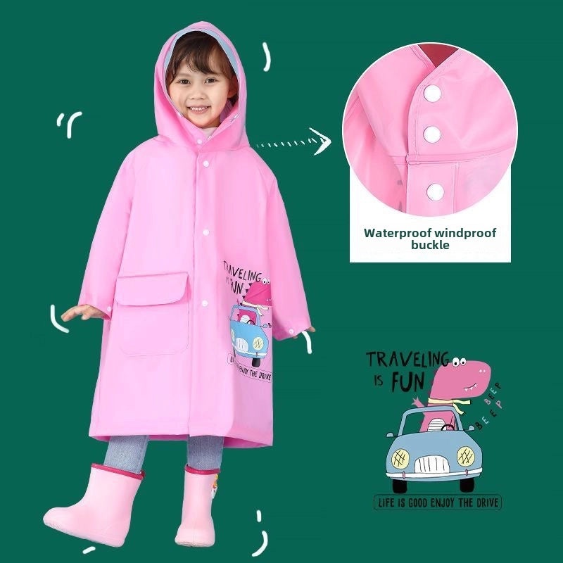 Kids Waterproof Dinosaur Poncho Raincoat, Boys School Bag Compatible, Primary School Baby Rain Jacket|Kids Rainwear