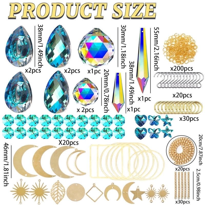 38MM Glass Star and Moon Geometric Pendant Necklace Set|Jewelry & Accessories