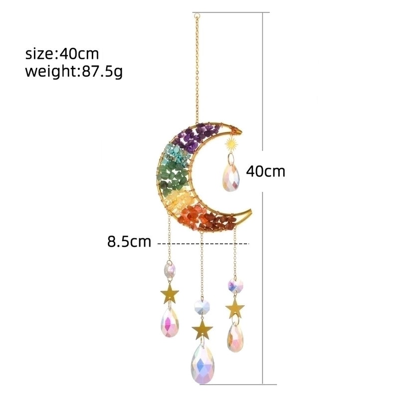 Natural Crystal Moon Wind Chime for Home Decor|Home Decor Accessories