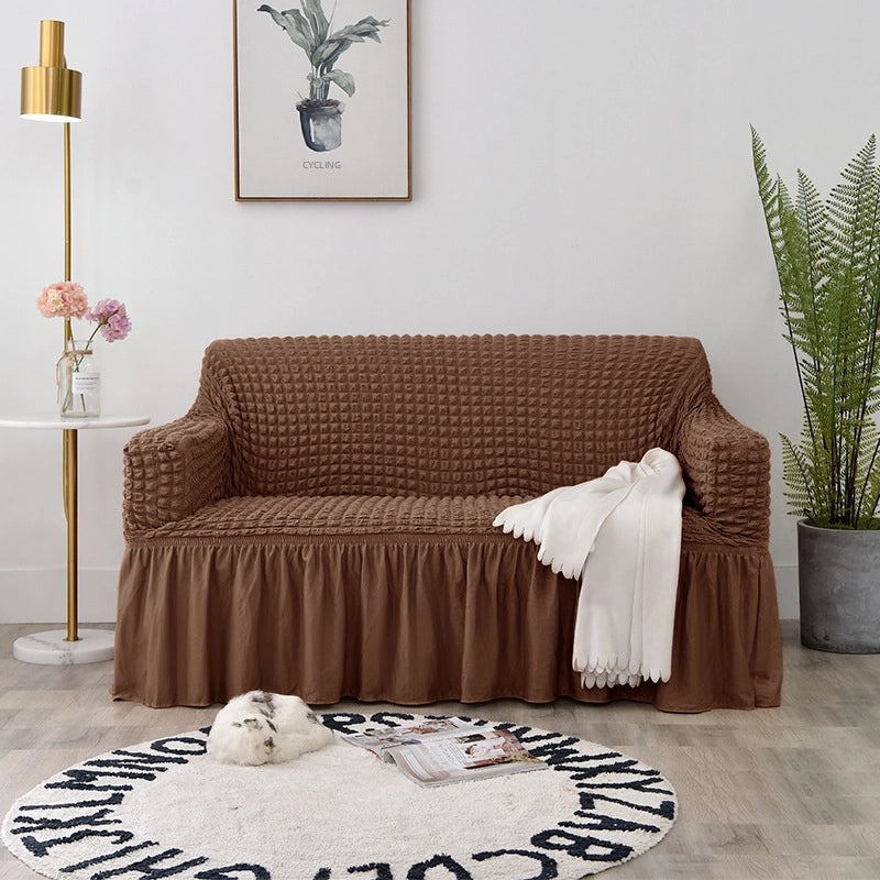 Elastic Full-Cover Sofa Slipcover with Bubble Grid Pattern | Home Decor & Sofa Accessories