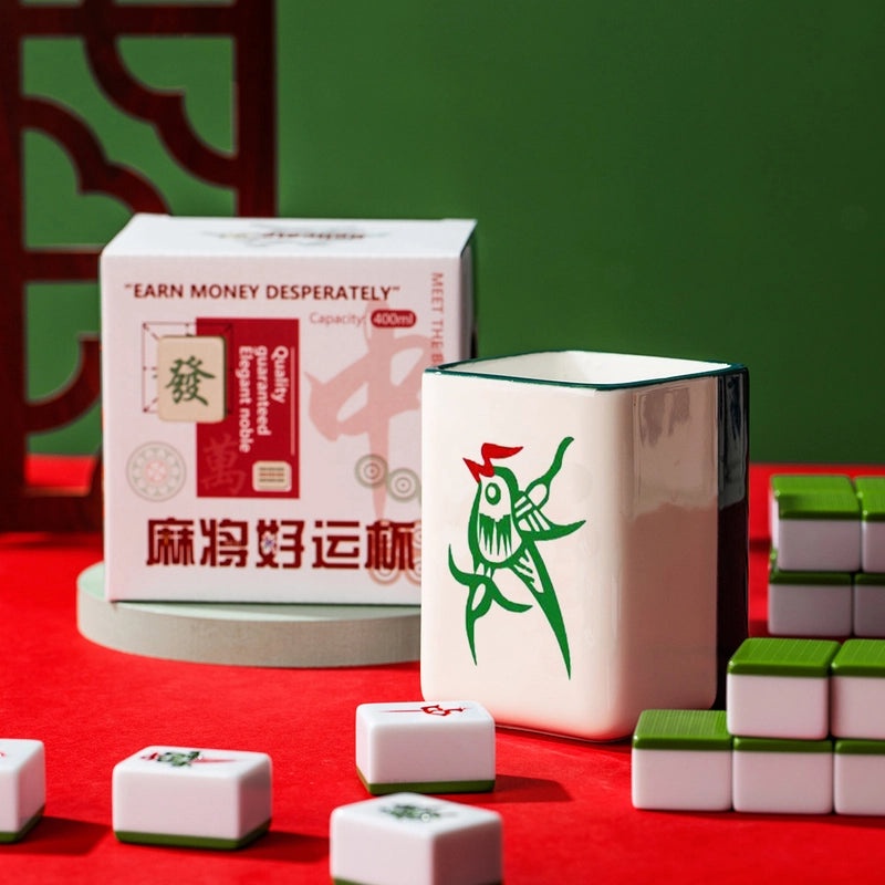Chinoiserie Porcelain Mahjong Water Bottle Single Piece|Home & Kitchen Accessories