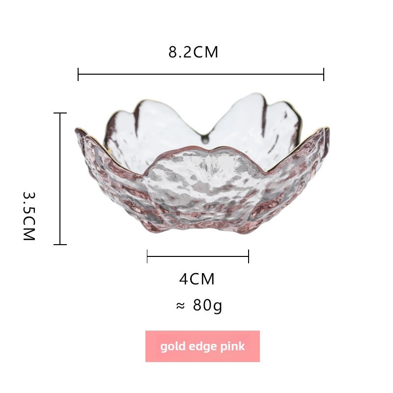 Japanese Cherry Blossom Glass Dish Pink Petal Small Seasoning Bowls Mini Dip Dishes|Tableware & Kitchen Accessories