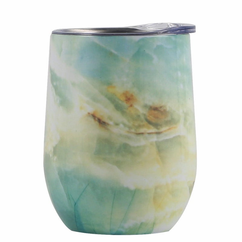 Stylish Stainless Steel Thermos Cup with Stripe and Solid Color Design | Drinkware & Thermoses