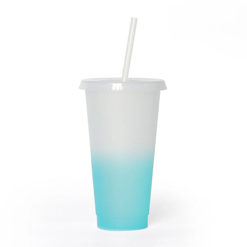 Temperature Sensitive Color Changing Plastic Straw Cup 710ml Reusable Drinkware|Drinkware & Cups