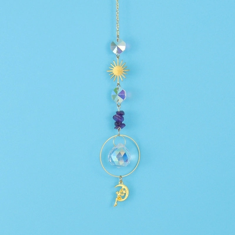 Elegant Sun and Moon Elf Pendant with Artificial Crystal and Agate | Fashion Jewelry
