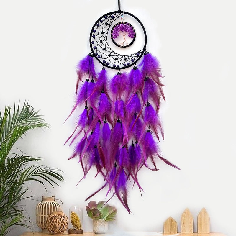 Handmade Dream Catcher Wall Hanging Feather Mesh Decoration Nordic Style Tree of Life Craft | Home Decor