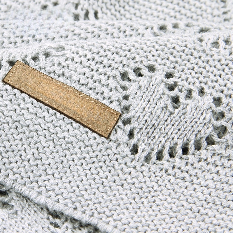 Knitted Heart Pattern Baby Blanket Hollow Windproof Cover Soft Cozy Wrap|Baby Blankets & Swaddles