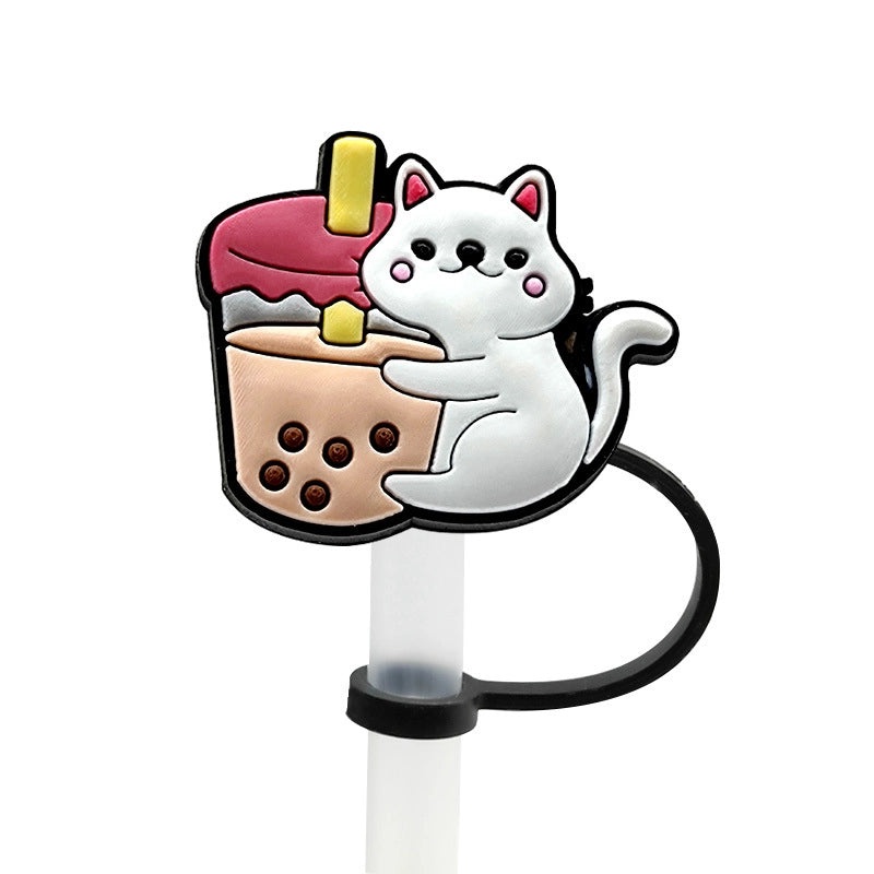Cute Animal Letter Silicone Straw Cap for Drink Decorations Casual Elegant Style | Drink Accessories