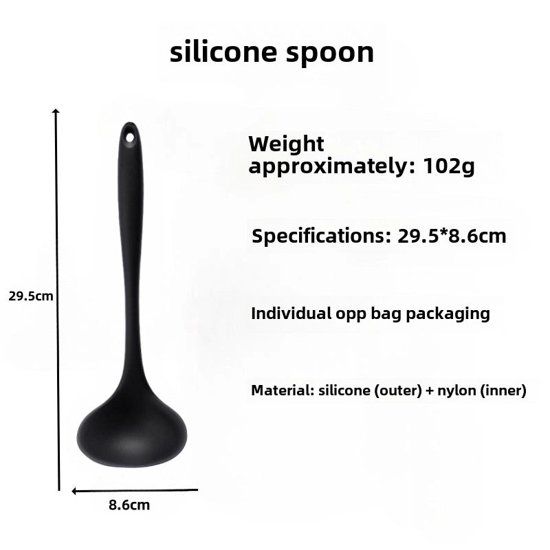 Food Grade Silicone Long Handle Soup Spoon High Temp Resistant Non-stick Cooking Pan Mini Porridge Spoon|Kitchen Utensils