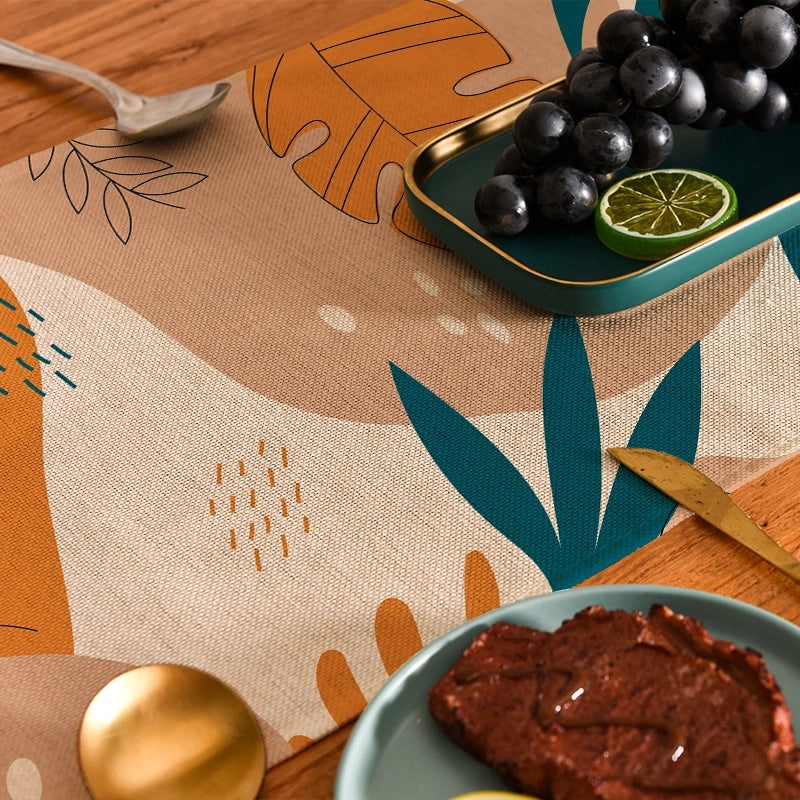 Stylish Vintage Leaf Pattern Linen Tablecloths for Home Decor|Home & Living Table Linens