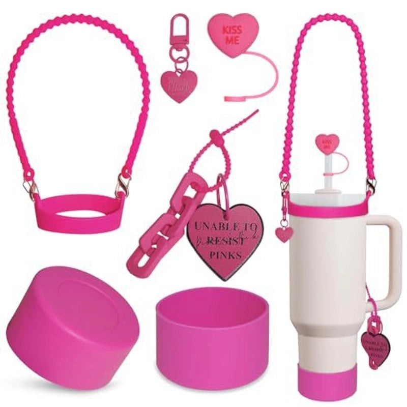 Red Heart Star Silicone Cup Sleeve Set for Casual Use|Drinkware Accessories