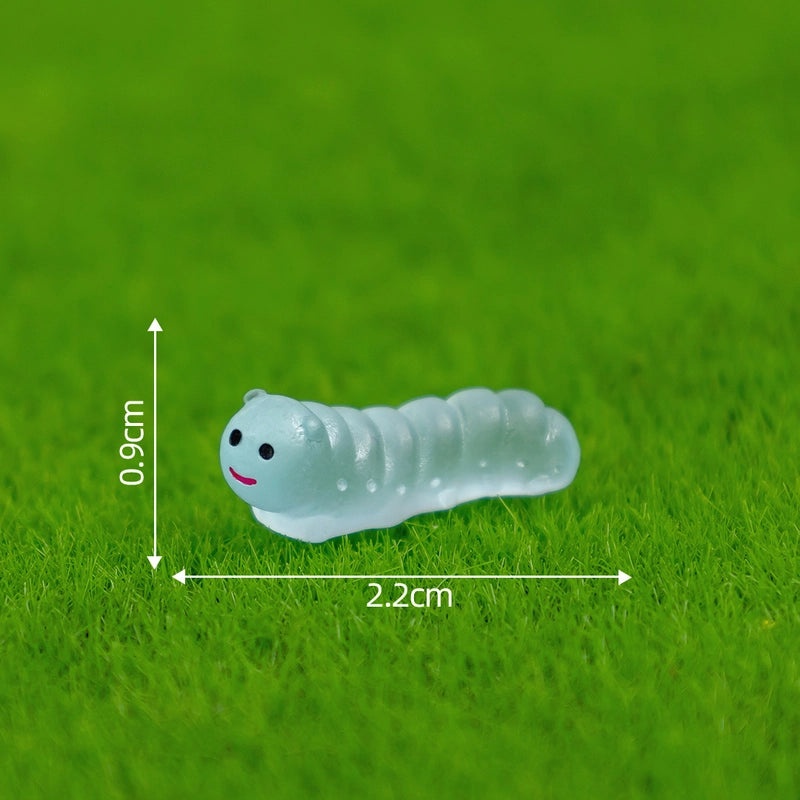 Glowing Moss Micro Landscape with Realistic Caterpillar for Succulent Garden DIY Decorative Miniature Ornaments|Garden Decor Accessories