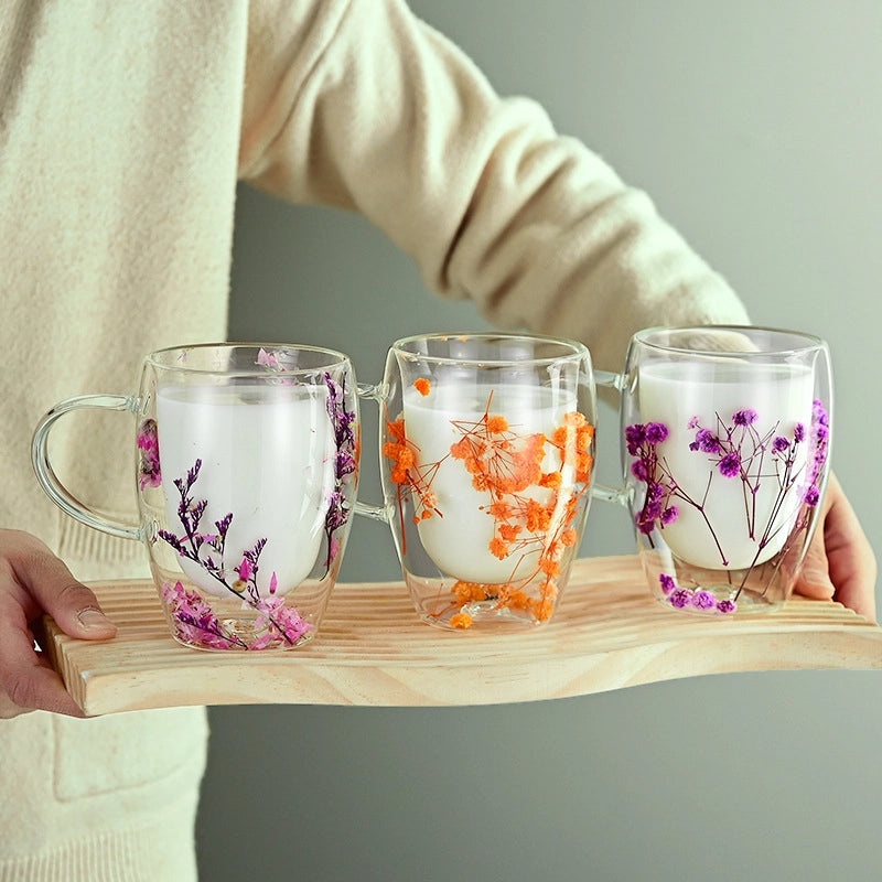 Floral Borosilicate Glass Mug for Vacation & Everyday Use | Drinkware & Mugs