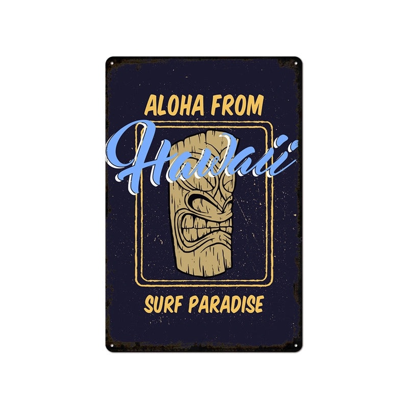 Beach Vintage Tin Sign Coffee Shop Wall Art Home Decor Frameless Hanging Painting|Home Decor