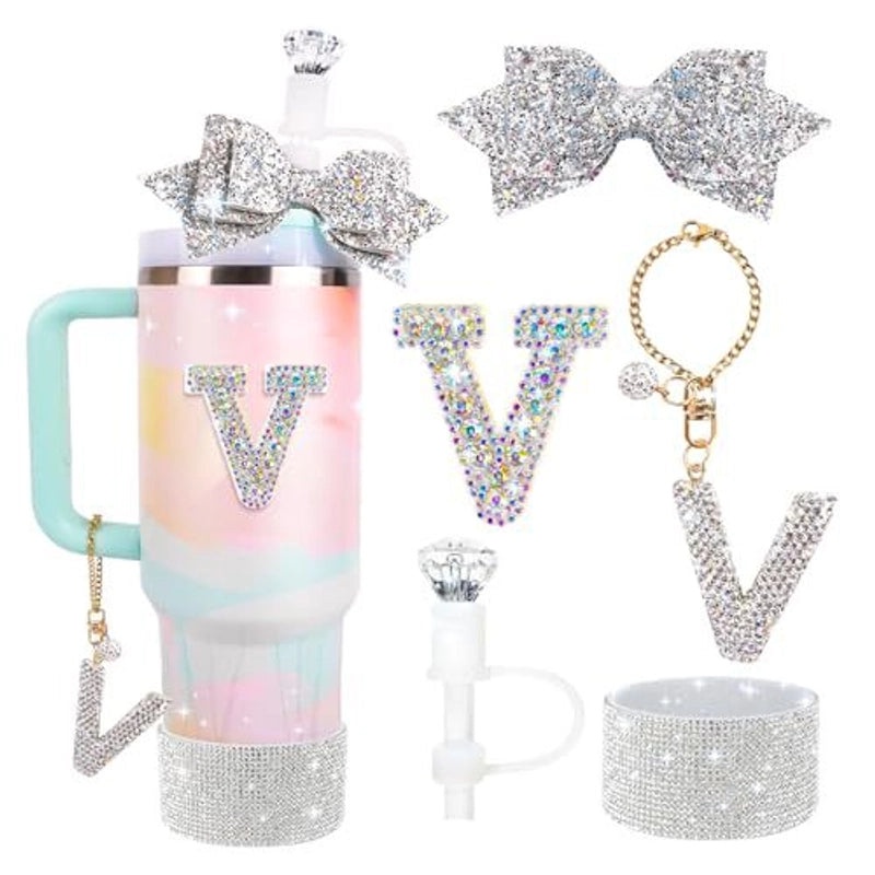 Glamorous Bow Letter Silicone Cup Sleeve Set | Drinkware Accessories