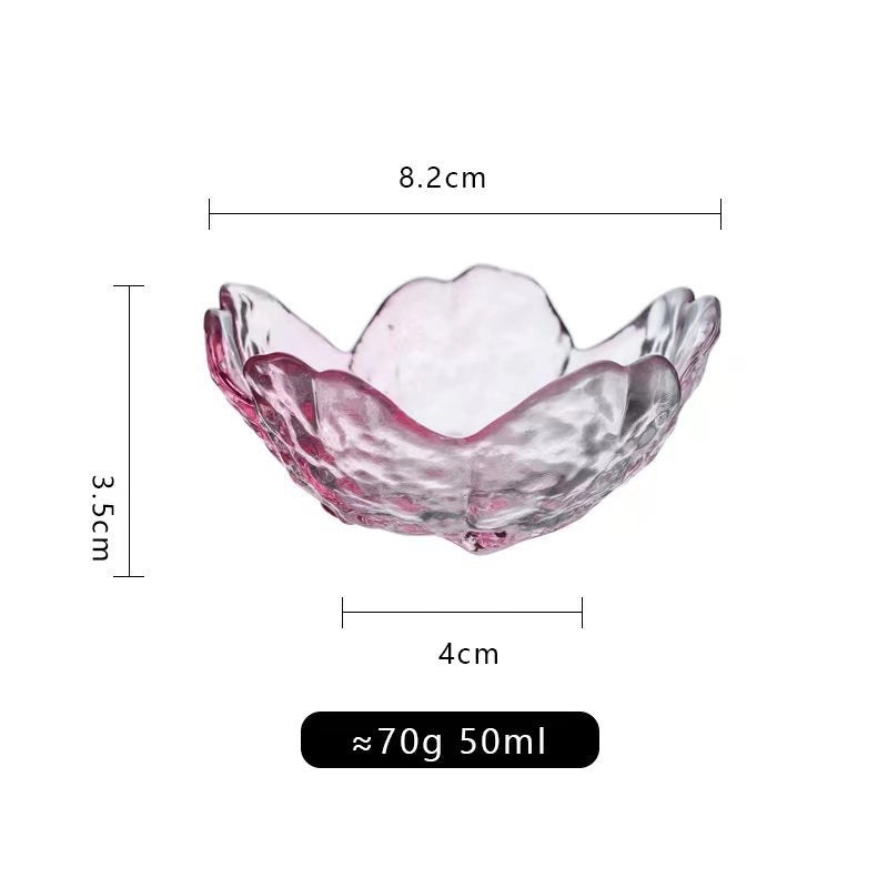 Japanese Cherry Blossom Glass Dish Pink Petal Small Seasoning Bowls Mini Dip Dishes|Tableware & Kitchen Accessories