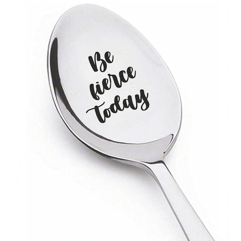Trendy Engraved Stainless Steel Spoon|Kitchen Utensils & Dining Accessories