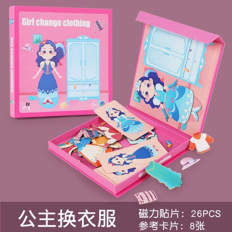 Wooden Magnetic Puzzle for Kids Ages 3-6 | Educational Toy Gift for Boys & Girls | Kindergarten Learning Magnet Set | Children's Dress-Up Toy | W