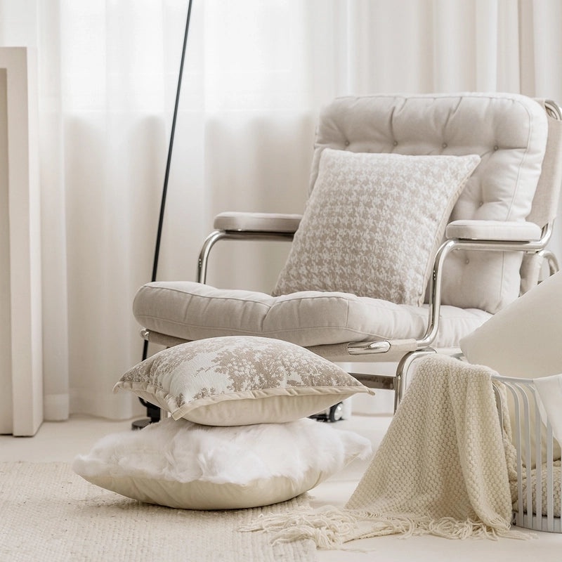 Cream Color Houndstooth Sofa Waist Pillow Cushion Nordic Style Bed Backrest Pillowcase | Home Decor Cushions