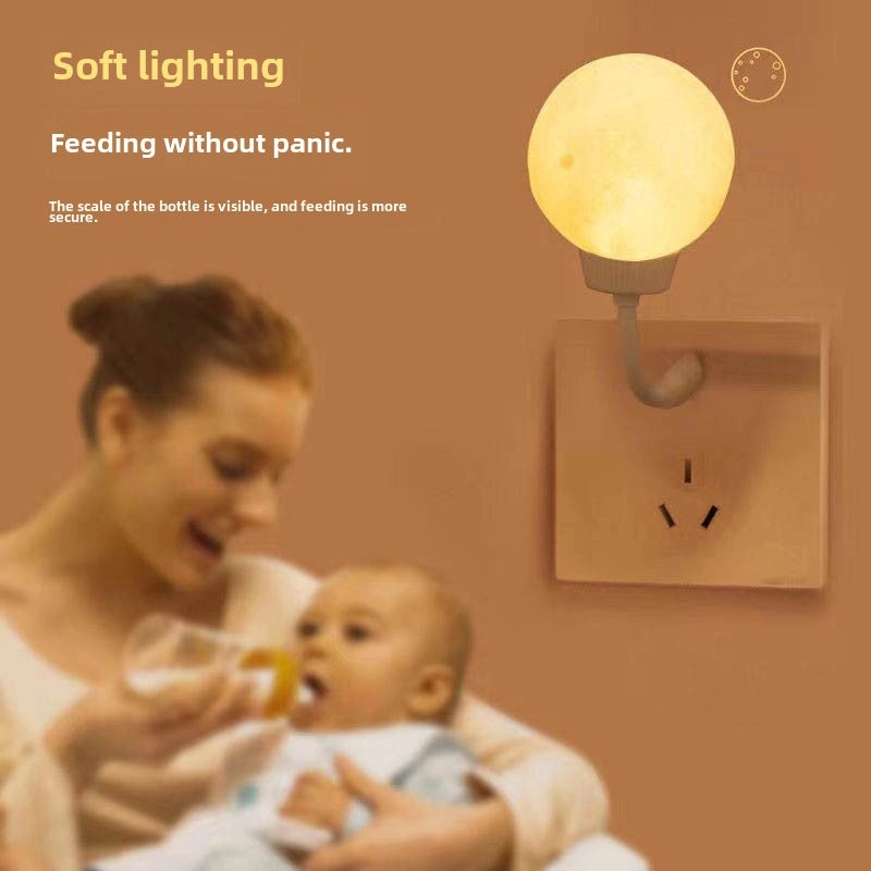 Smart Voice & Sound Activated Moon Night Light USB Plug-in Bedside Lamp for Baby Feeding|Home Decor & Lighting