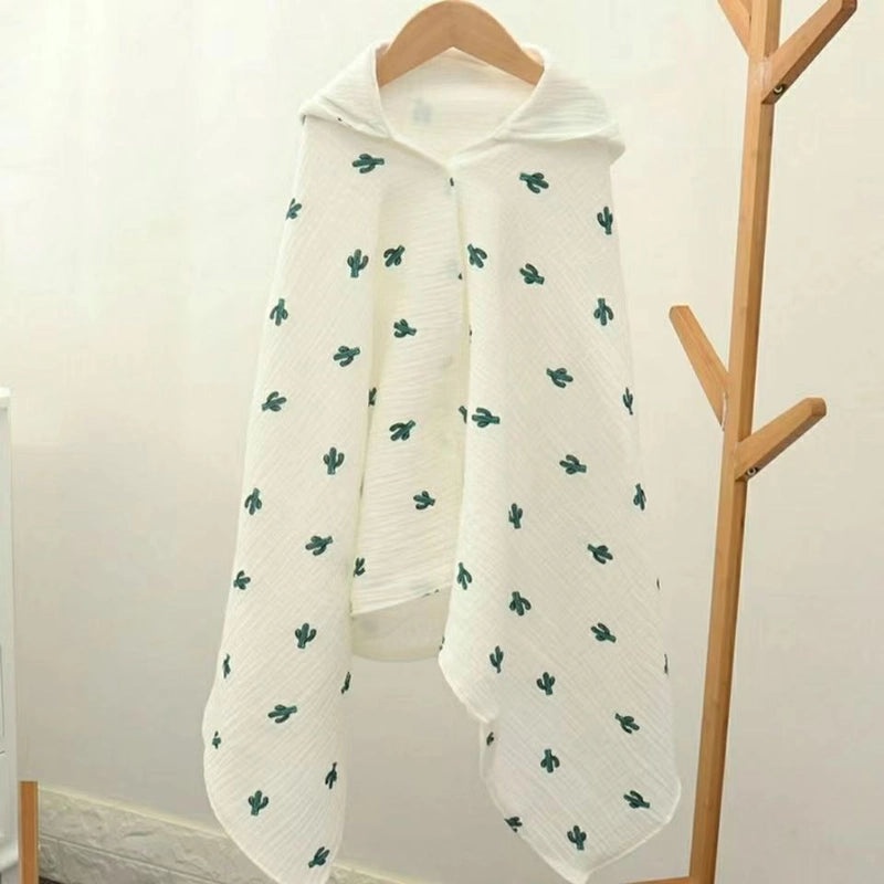 Children's Cotton Hooded Bath Towel Poncho Soft Four-Layer Gauze Baby Wearable Cloak Marshmallow | Baby Bath & Swim Towels