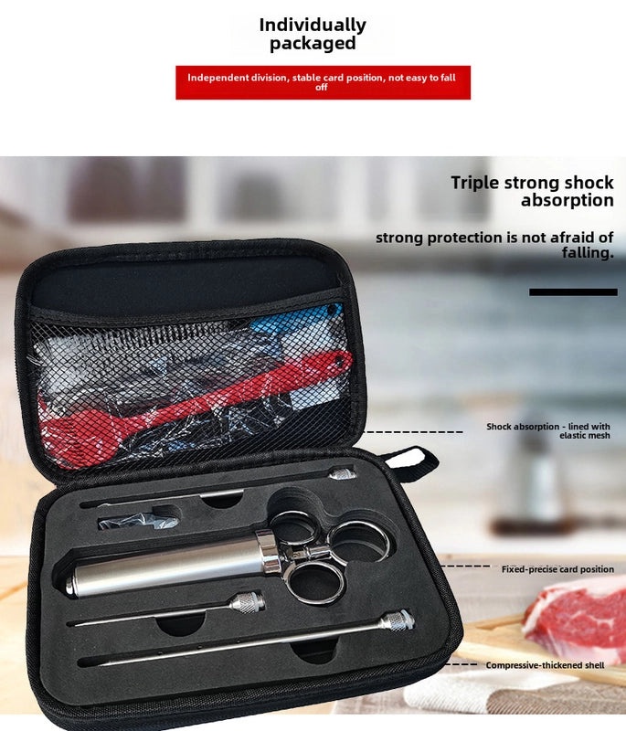 304 Stainless Steel BBQ Turkey Injector Needle Seasoning Syringe Tool Set 450g|Kitchen BBQ Tools