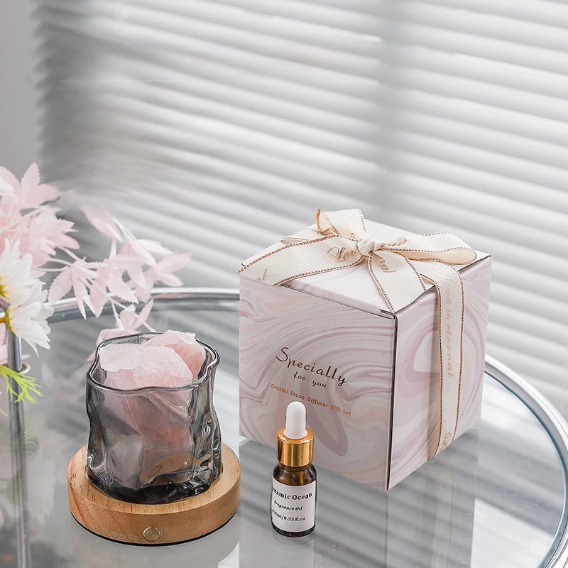 Rechargeable Aromatherapy Lampholder with Essential Oil & Crystal Stone Fire-Free Indoor Fragrance Decor|Home Decor