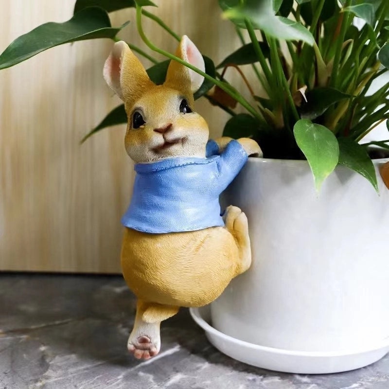 Cute Rabbit Resin Figurines in Cartoon Style|Home Decor & Collectibles