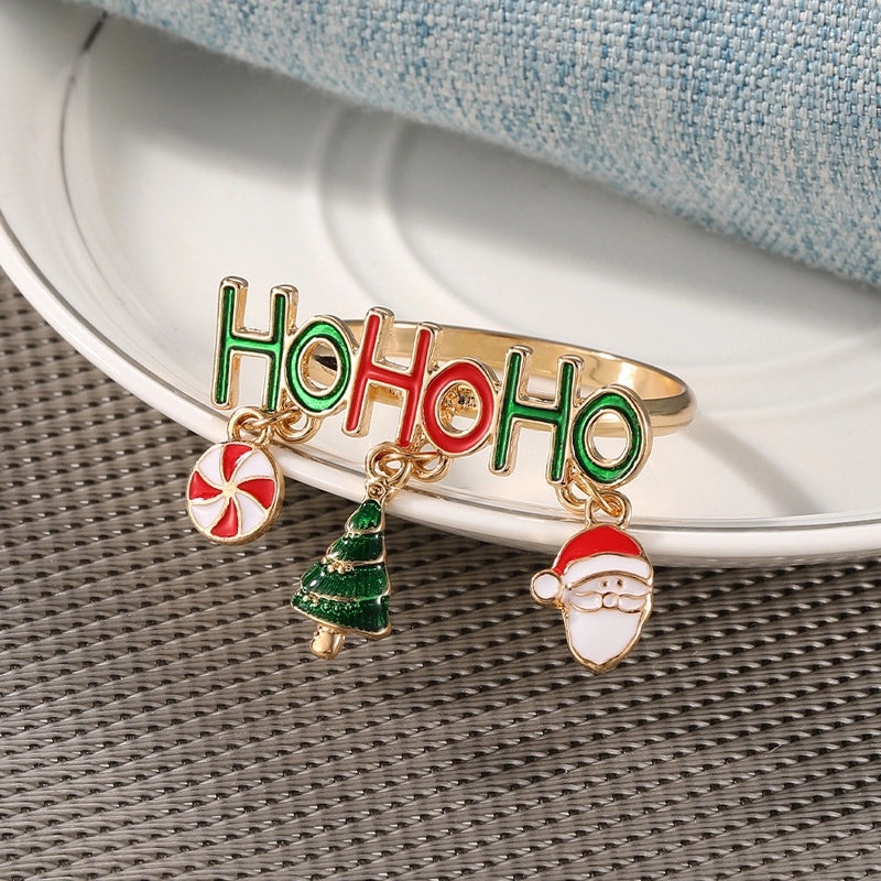 Elegant Cartoon Letter Alloy Napkin Ring for Christmas Casual Pastoral Decor 1 Piece | Home Dining Table Accessories