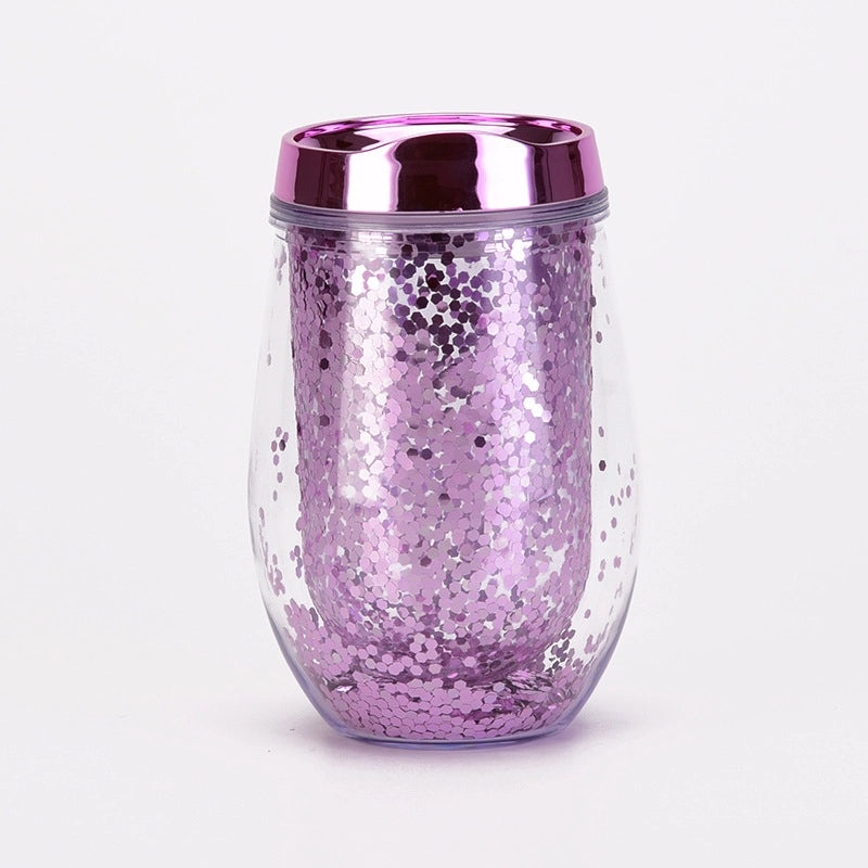 U-Shaped Eggshell Double Sequin Water Thermos Cup | Drinkware & Tumblers