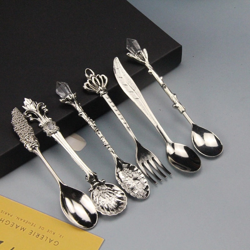 Retro Style Solid Color Zinc Alloy Spoon Set for Casual Elegance|Home & Kitchen Tableware