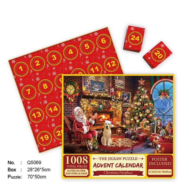 1008 Pieces Christmas Puzzle Blind Box Countdown with 24 Grids | Adult Paper Puzzle Toy Gift | Stress Relief | Holiday Category