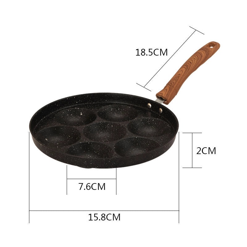 Maifan Stone Non-stick Breakfast Pan with 4 Holes Multi-functional Fried Egg & Burger Mold Flat Bottom | Kitchen Cookware
