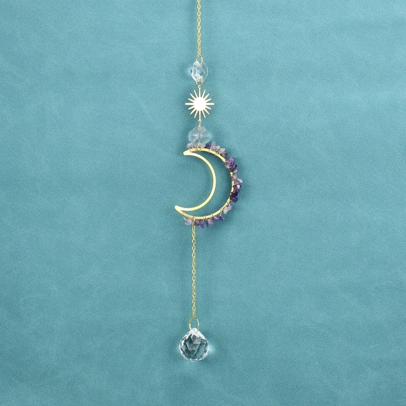 Moon Agate Chinoiserie Style Plated Pendant Necklace|Jewelry & Accessories