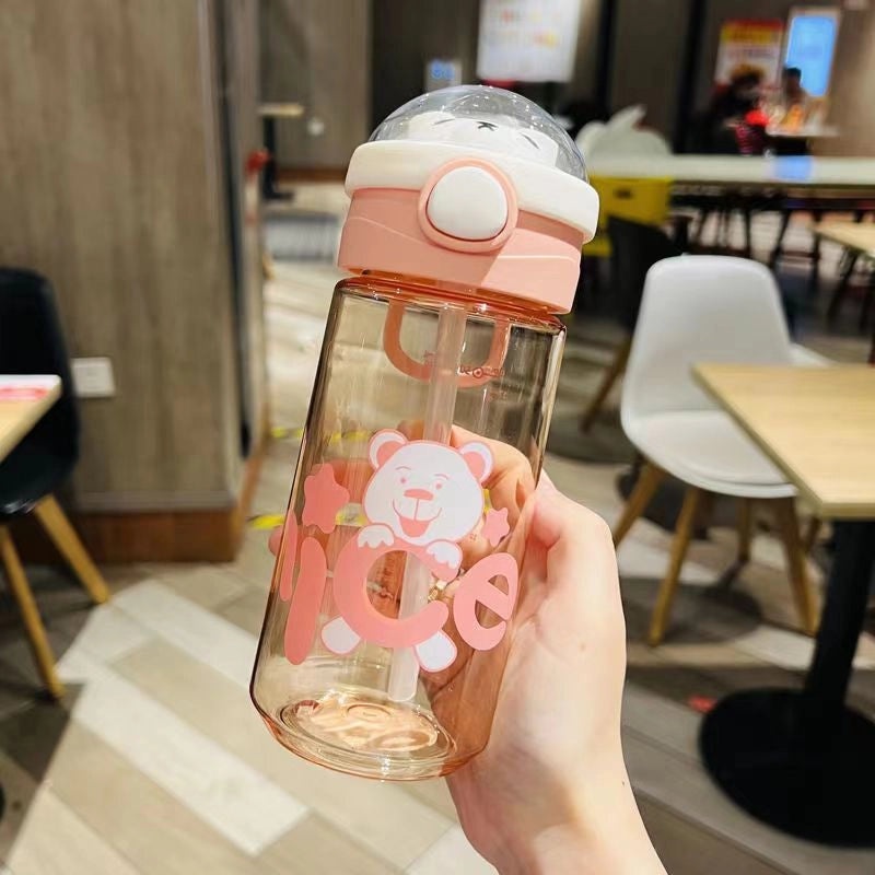 Cartoon Kids Water Bottle with Straw Large Capacity Portable Sports Cup for Girls Students | Kids Outdoor Drinkware